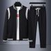 Men's Oversized Sportswear Two-Piece Set – Loose Fit Cardigan & Sweater Combo, Plus Size Autumn Casual Outfit_voghion.com