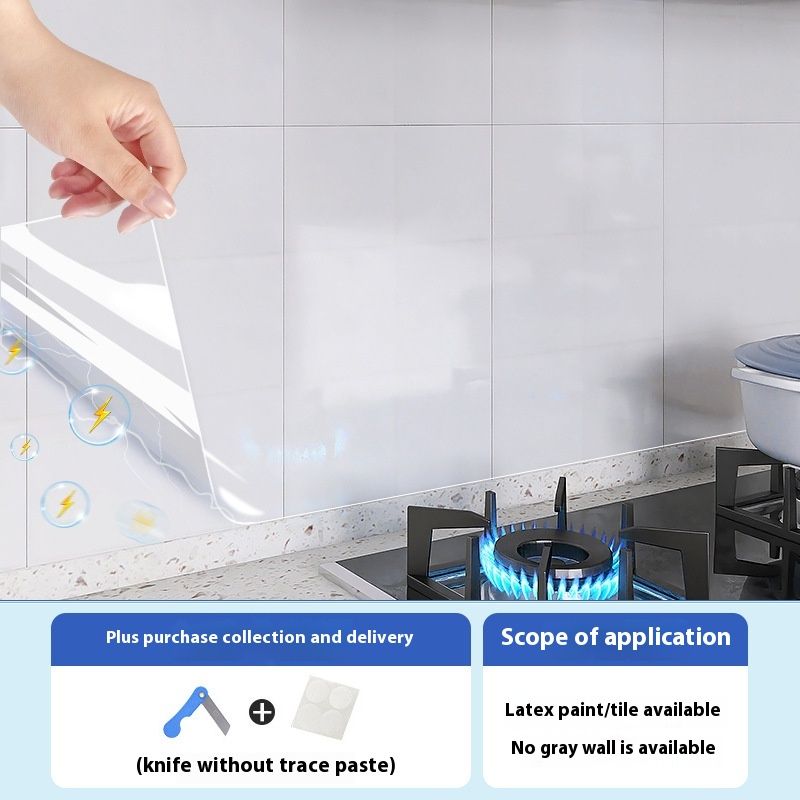 Transparent kitchen proof sticker, adhesive free electrostatic wall protection film, stove waterproof and anti fouling_voghion.com