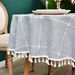 Ronde tafelkleed in Scandinavische stijl met franjes, grote geruite picknicktafelstof, katoenen en linnen tafelkleedhoes_voghion.com