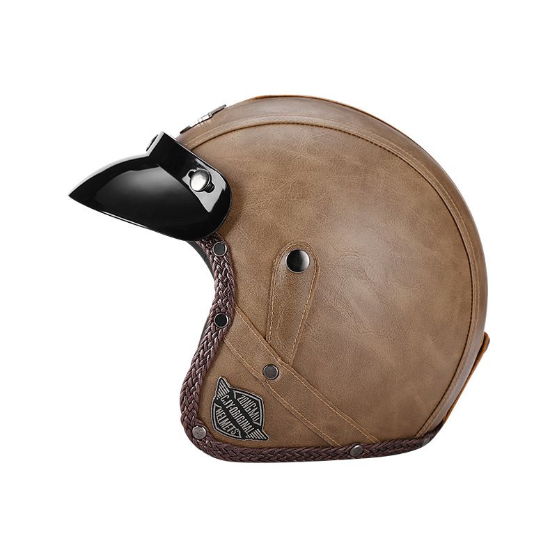 Personalisierter Elektrofahrzeughelm Halbhelm Handgemachter Helm 3/4 Lederhelm Halbhelm_voghion.com