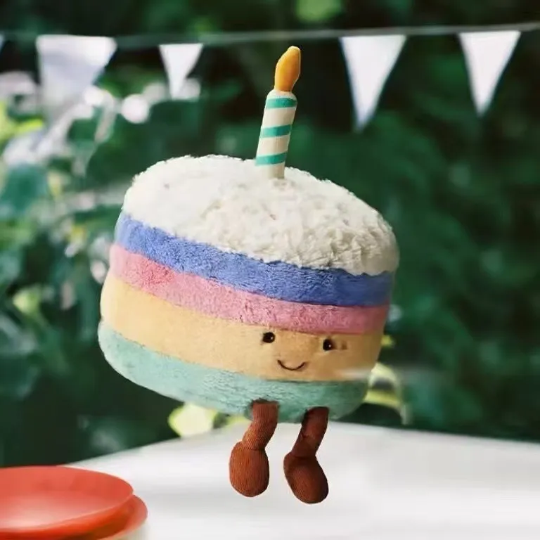 Peluche Animaux Poupée Arc-en-ciel Gâteau d'anniversaire Mignon Gâteau Peluche Jouet Cadeau d'anniversaire Super Mignon_voghion.com