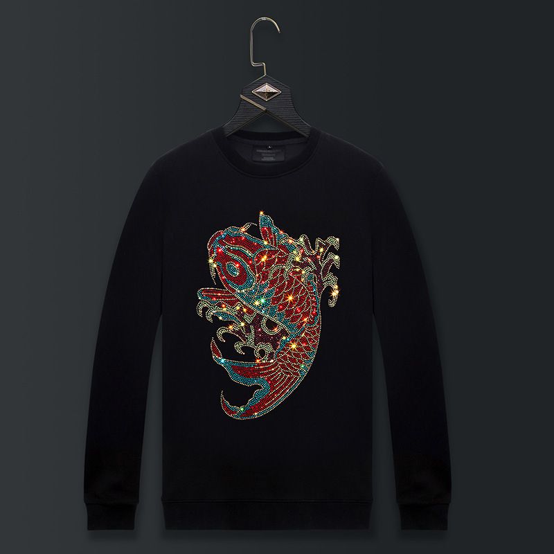 Abbigliamento maschile Primavera e autunno Stile Autunno e inverno Camicia girocollo Manica lunga da uomo Hot Diamond Carp_voghion.com