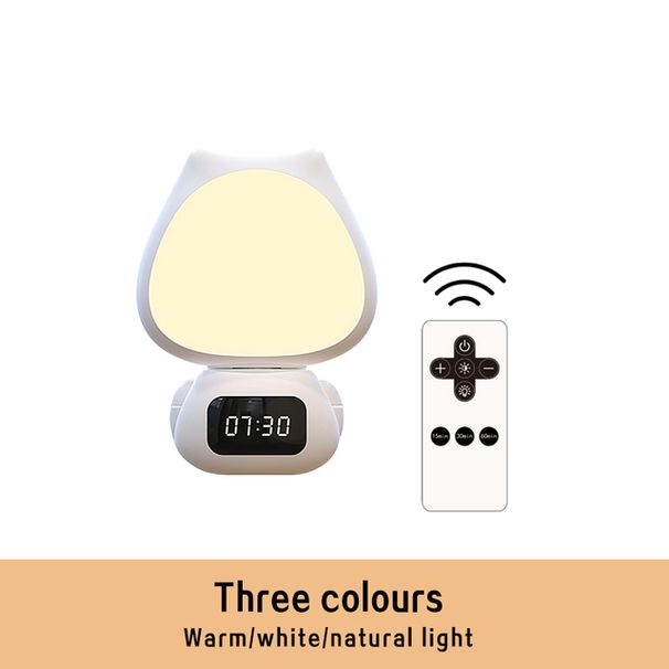Mini reloj de mesa digital LED, bonito reloj de mesa multifuncional para niños, luz nocturna de 3 colores con atenuación continua, lámpara de noche para dormitorio y hogar._voghion.com