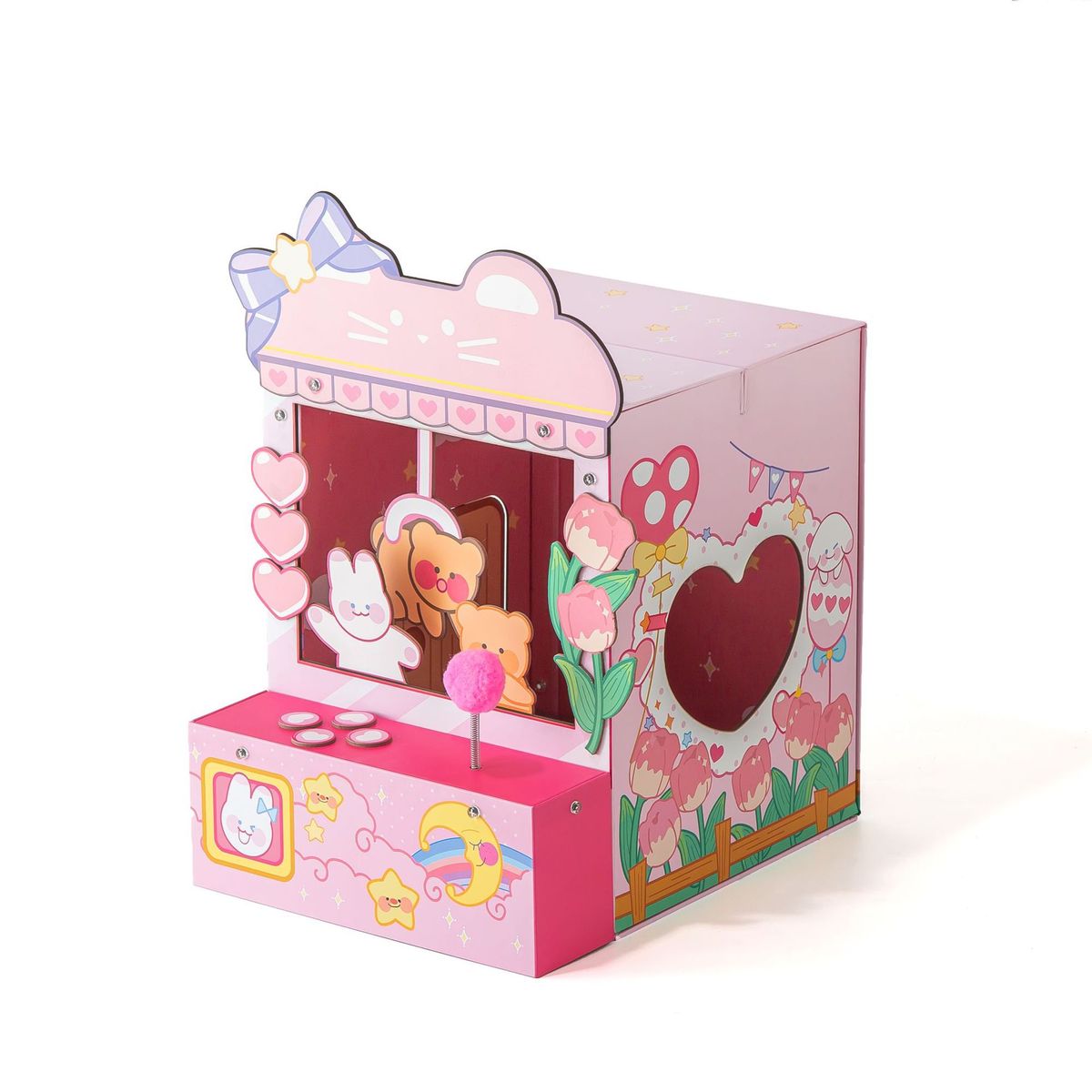 Momohemo Pet Scratching Board 3-in-1 Pink Tulip Claw Machine Style Large Cat House Villa_voghion.com