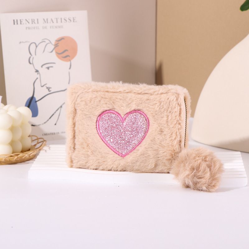 Cross-border Plush Coin Purse Love Embroidered Zipper Purse Short Wallet Clutch Cartoon Digital Printed Wallet_voghion.com