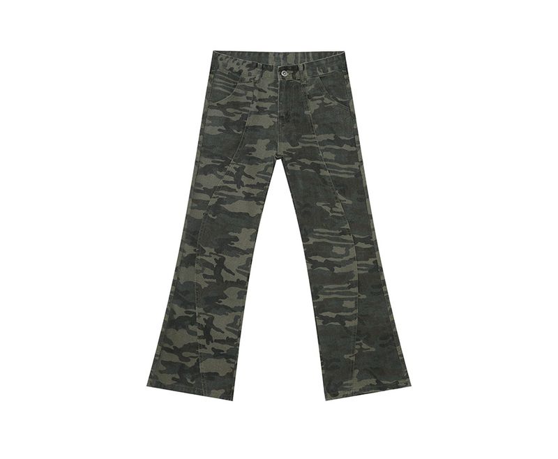 EF JEANS | 2025 Spring New Product Micro-pull Loose Deconstruction Splicing Camouflage Mopping Casual Jeans Tide_voghion.com