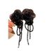 Unisex White Organza Flower Crystal Tassel Earrings New Style Trendy Long Niche Temperament Versatile Earrings For Women_voghion.com