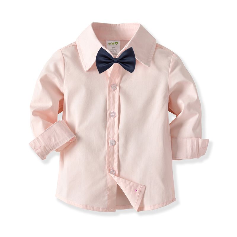Camisa rosa de manga comprida para meninos, camisa infantil de algodão com base de manga comprida, camisa grande para crianças_voghion.com