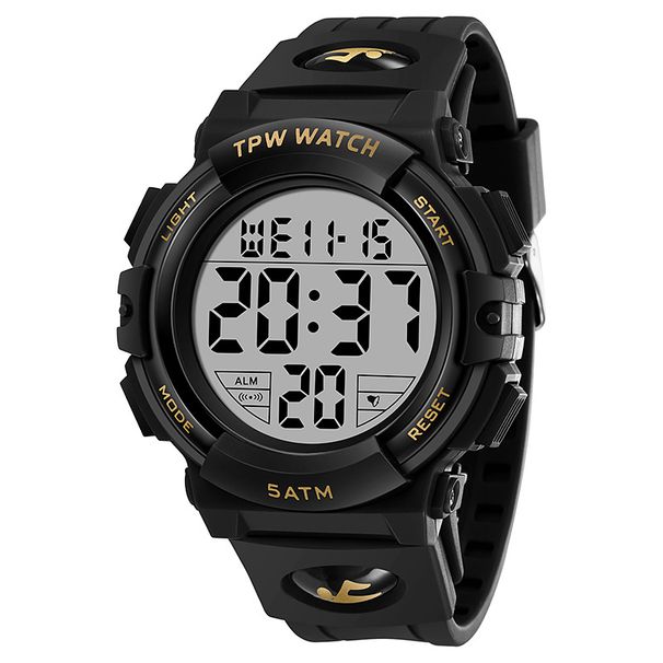 Multifunctional Waterproof Electronic Watch For Male Students Universal Chronograph Alarm Clock Glow-in-the-dark Test Watch_voghion.com