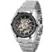 Men's Automatic Skeleton Mechanical Watch With Stainless Steel Band - World Time Function, 50mm Dial, Water Resistant Automatic Mechanical Steel Belt_voghion.com