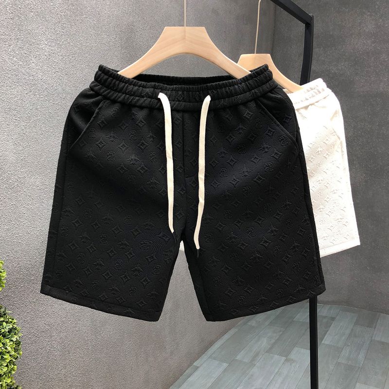 Light Luxury Style White Jacquard Shorts For Summer Fashion Brand Split 2024 New Men's Half Cut Pants_voghion.com