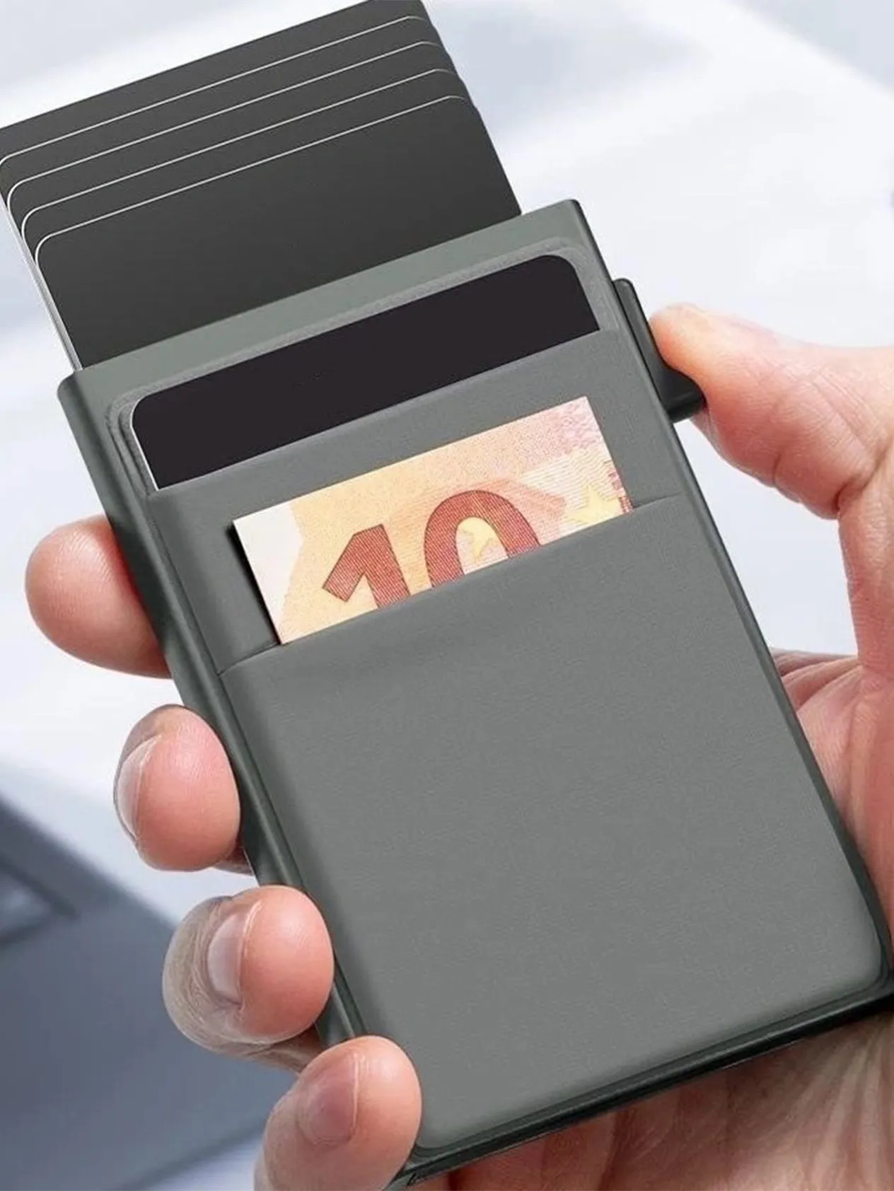 RFID sānu spiedpoga pretaizdzīšanas birste ar vairākām spraugām, metāla iepakojums, alumīnija sakausējuma kaste, daudzfunkcionāls naudas klipsis, kredītkarte_voghion.com