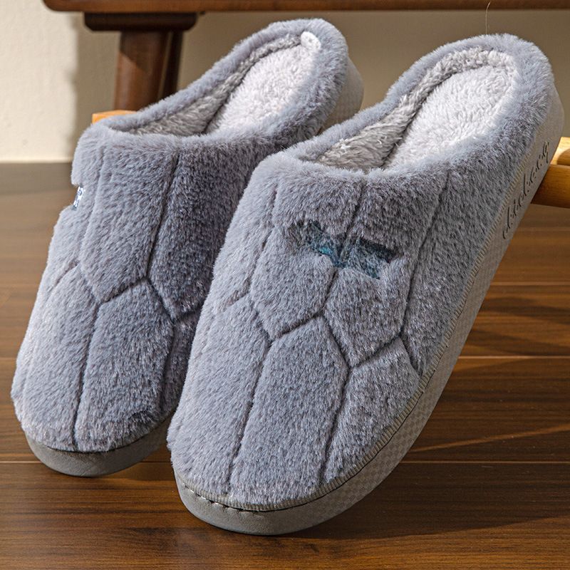 Baumwollpantoffeln Herren Indoor Haushalt Dicke Sohle Herbst und Winter rutschfeste warme Mondschuhe Home Wollpantoffeln Damen Winter_voghion.com
