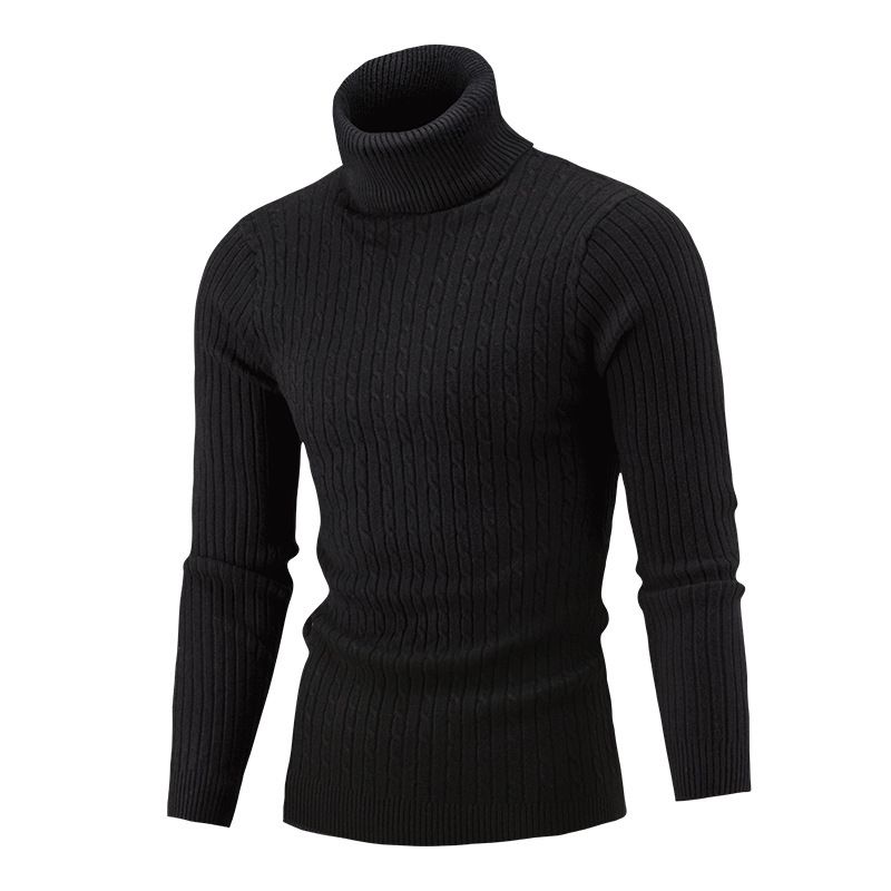 Men's knit turtleneck color twist base sweater_voghion.com