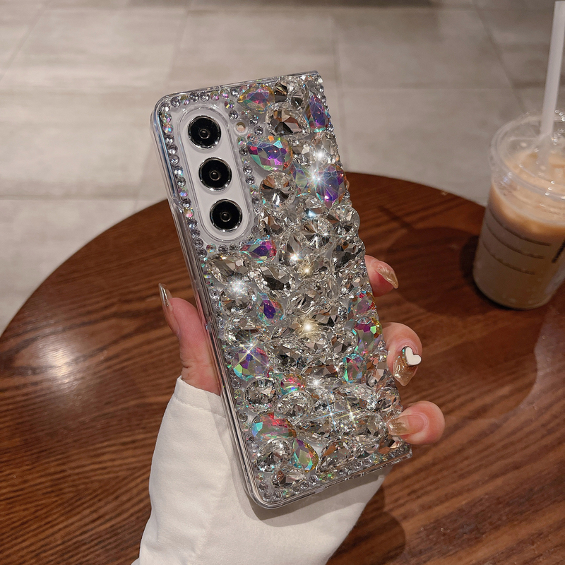 Mobile phone case for Samsung Z Fold5 mobile phone case, new zFold4 luxury rhinestone Fold3 protective cover, high-end folding_voghion.com