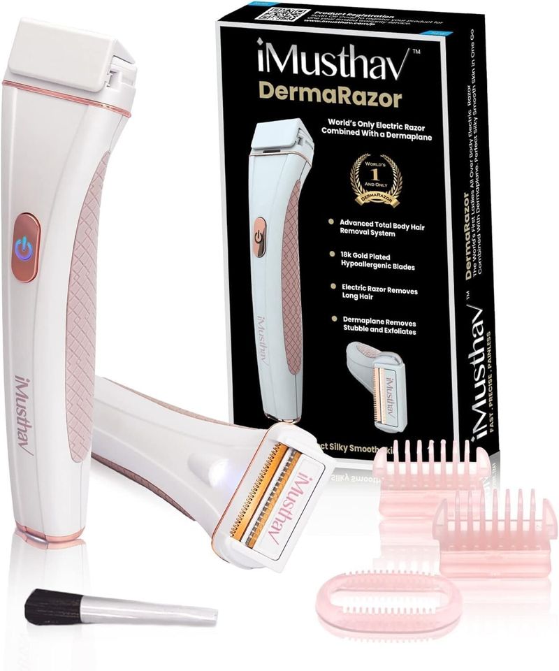 DermaRazor Wiederaufladbarer Körperhaarentferner, Bikini-Trimmer für Frauen_voghion.com
