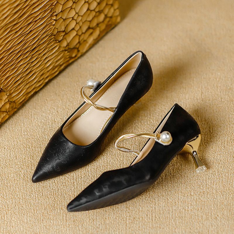 Revival 2024 New Fashion Goddess Style Design Sense Spring And Fall Temperament French Pointed High Heels Women's_voghion.com