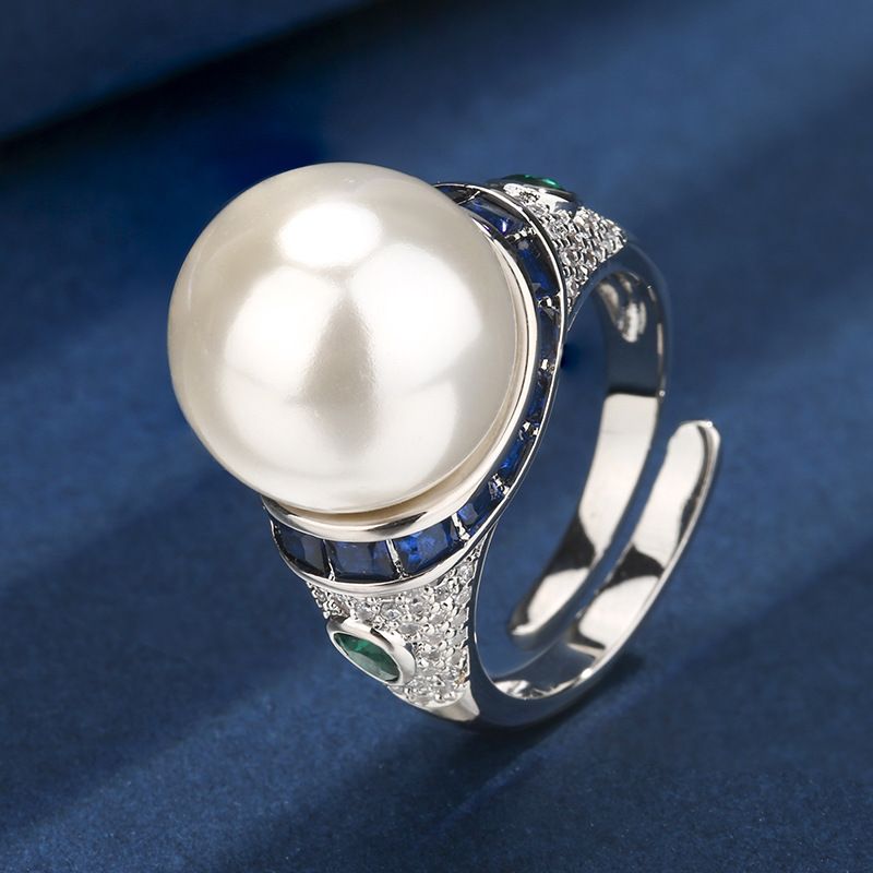 Autumn And Winter Zhuangsheng Jewelry Copper Plated New Style Inlaid Simulated Pearl Women's Ring 14mm_voghion.com