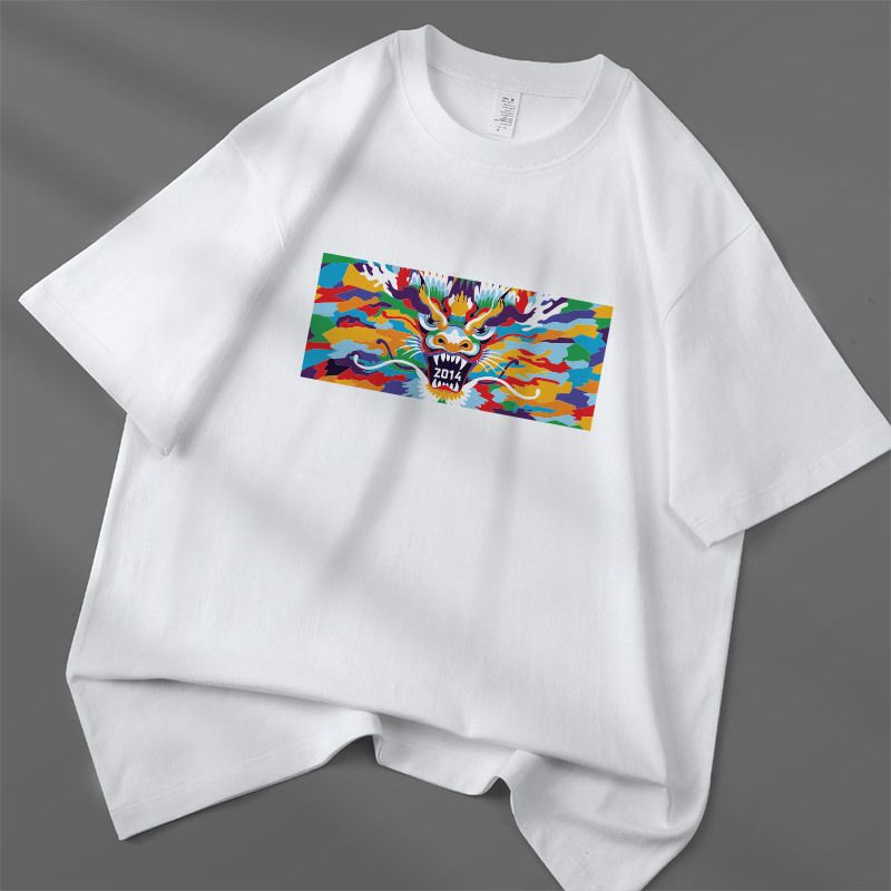 T-shirt da uomo 250g in cotone 100% con scollo rotondo, spalle larghe e manica corta, casual e stampata_voghion.com