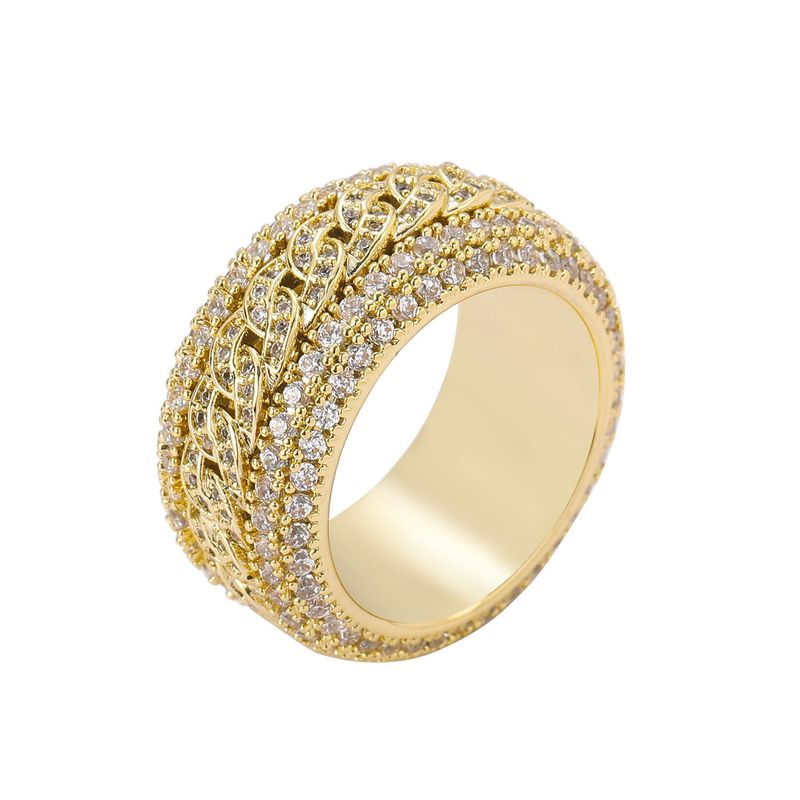 Anello cubano Hip Hop con diamanti per uomo, in rame rotante, intarsiato con zirconi, accessori alla moda e raffinati gioielli._voghion.com