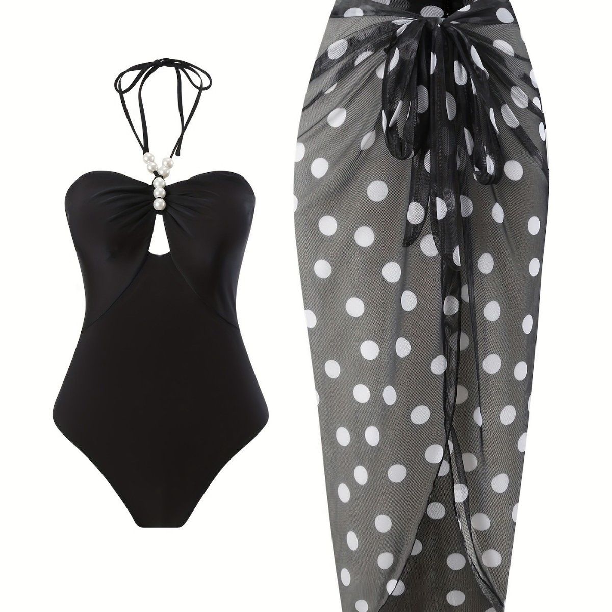 Ensemble de maillot de bain une pièce GraceChic 2025, style européen et américain, sexy, moulant, dos nu, chaîne de perles, haut de gamme, robe portefeuille pour femme_voghion.com