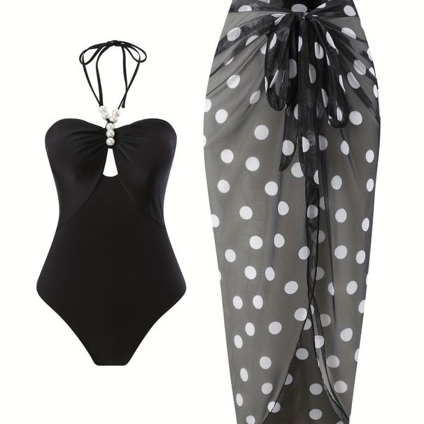 Ensemble de maillot de bain une pièce GraceChic 2025, style européen et américain, sexy, moulant, dos nu, chaîne de perles, haut de gamme, robe portefeuille pour femme_voghion.com