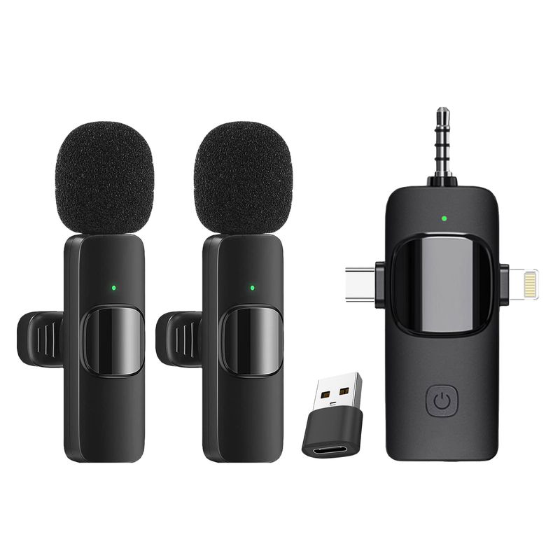 4 in1 Professional Wireless Lavalier Microphone Inviews Video Podcast for_voghion.com