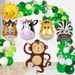 Set di palloncini in foil a forma di animali della giungla: leone, leopardo, elefante, zebra, scimmia, giraffa per decorazioni di compleanno e feste._voghion.com