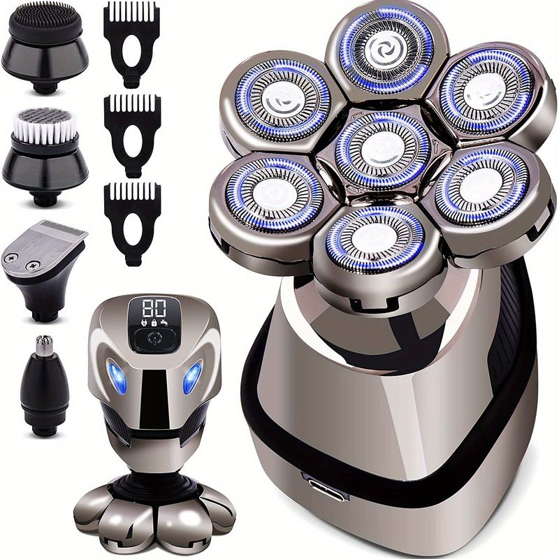 5-in-1 Rechargeable Electric Head Shaver For Men - Wet/Dry Bald Head Grooming Kit_voghion.com