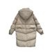 Neue Winterjacke für Damen, mittellanger, knielanger, weißer Daunenmantel mit Kapuze, locker geschnitten und warm._voghion.com