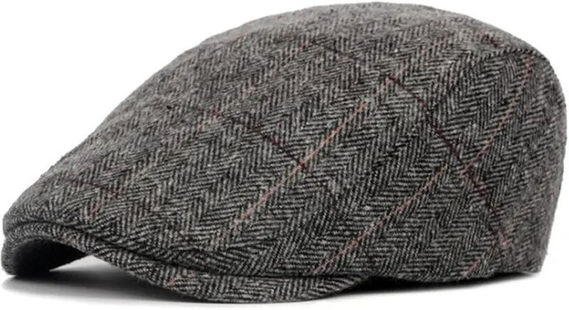 Cotton Flat With Checked Pattern Men's Beret Autumn Winter Gatsby Newsboy Cap For Men Women Cabbie Hunter Driving Hat_voghion.com
