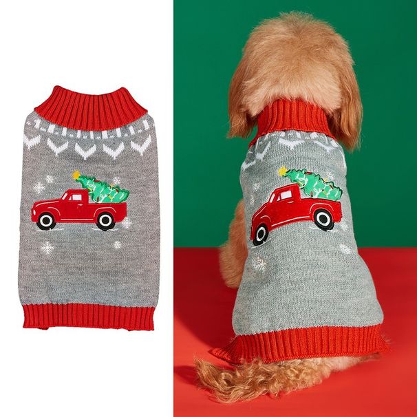 Pet Clothes Santa Claus Sound Christmas Tree Car Elk Snowflake Gingerbread Man Dog Sweater Autumn Winter_voghion.com