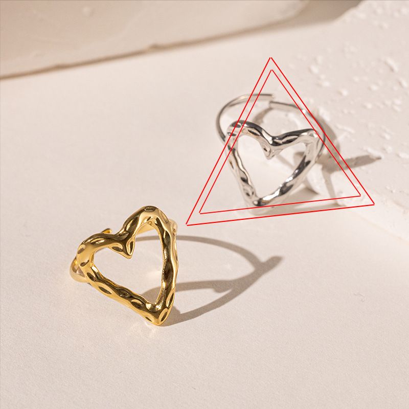 Fashion Stainless Personality Hip Hop Trend Irregular Shaped Heart Titanium Steel Ring_voghion.com