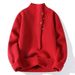 Pull coréen-japonais à col roulé mi-long boutonné en maille épaisse, coupe ample, pour hommes et femmes_voghion.com