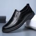 TerraStride Sole Soft Surface Leather Comfortable Slip-On Lazy One-Push Driving Waterproof Hotel Work Men's Shoes_voghion.com