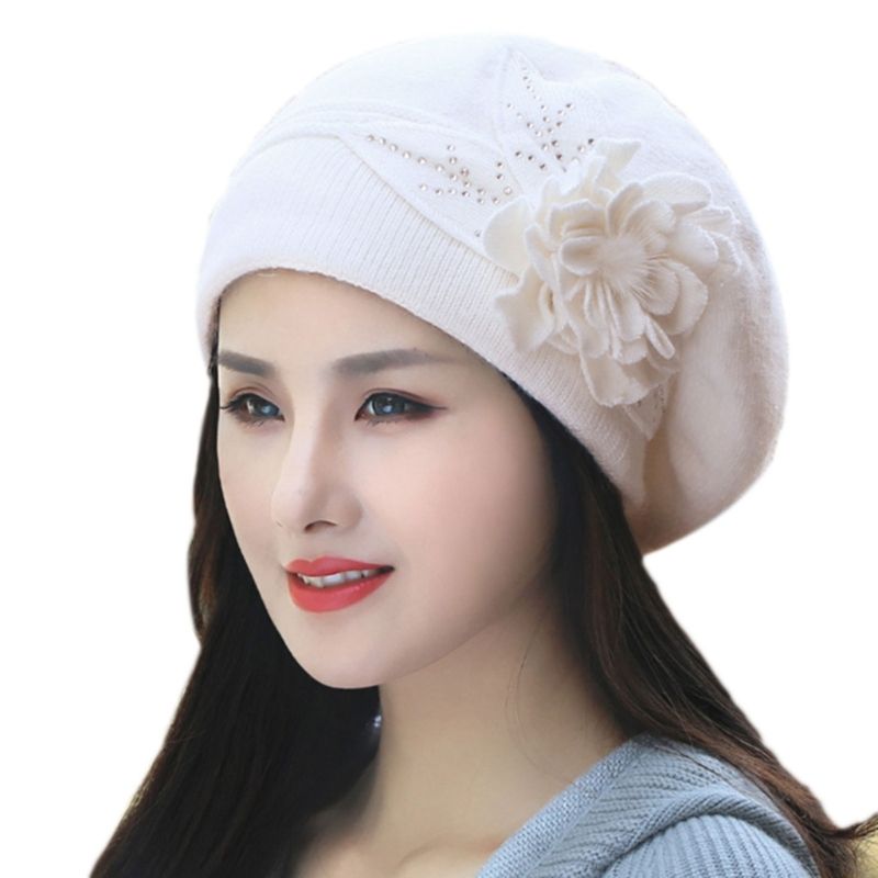 Mode Damen Winter Strickmütze Französisch Baskenmützen Weich und bequem_voghion.com