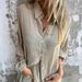Frauen Casual 2 Stück Set Sommer Einfarbig Button Up Shirts Tops Kordelzug Leinen Shorts Lose Frauen_voghion.com