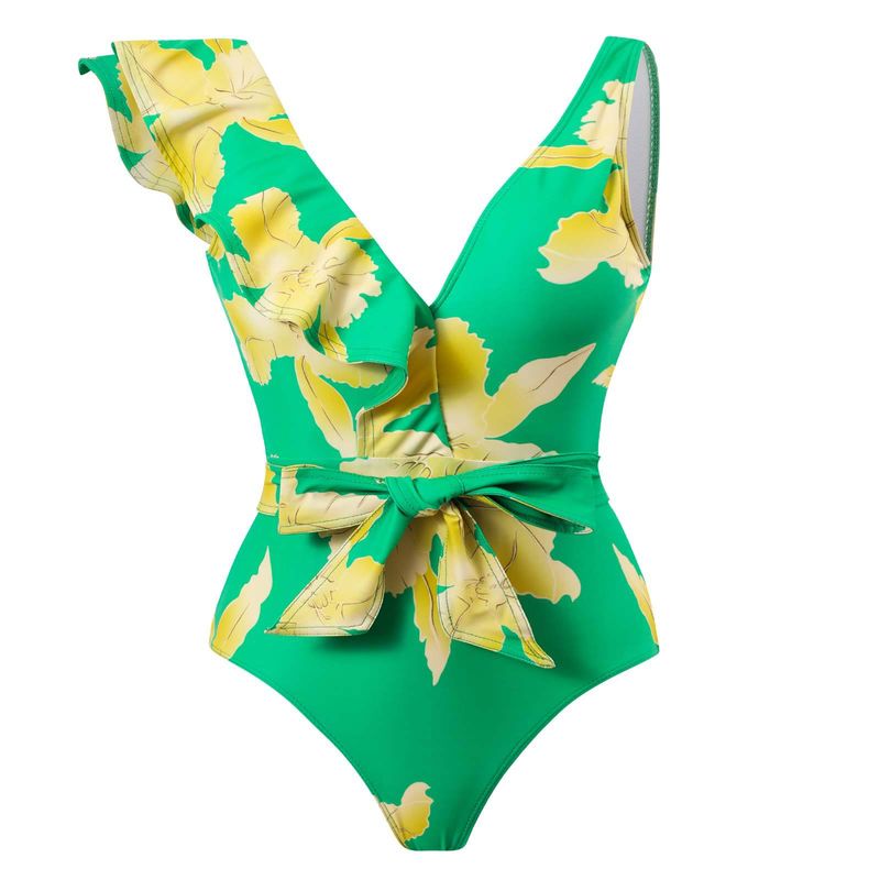 2023 Nieuwe sexy zwemkleding uit één stuk dames badmode met ruche rand Bikini chiffon strandrok set_voghion.com