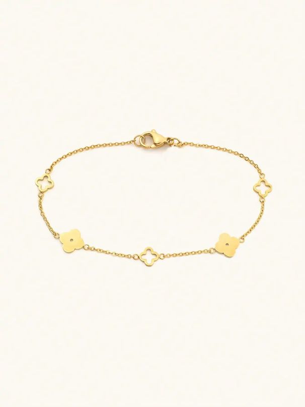 Collier pendentif simple en acier inoxydable, style japonais et sud-coréen, orné de trèfles à quatre feuilles et de fleurs de prunier entrelacés, idéal au quotidien._voghion.com