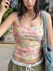 Shemoda Summer Pure Desire Canotta stampata in stile dolce e piccante per donna con design Sense, top aderente con fiocco in pizzo_voghion.com