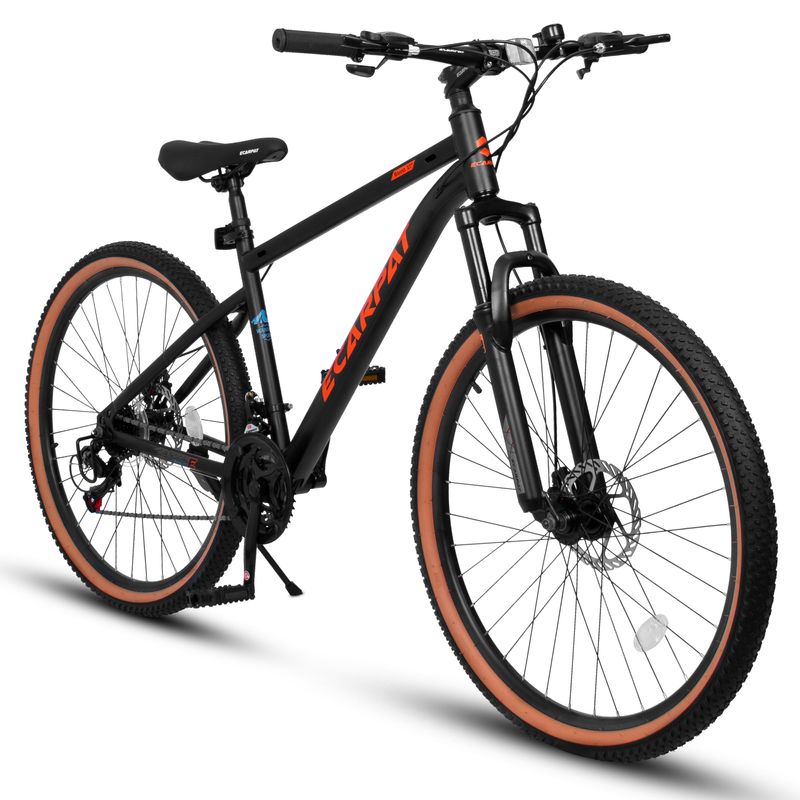 A27301 27.5 Inch Mountain Bike For Adults, Durable High Carbon Steel Frame, Disc Brakes, Stylish Brown Edge Tires, Ideal For Commuting And Outdoor Exploration_voghion.com