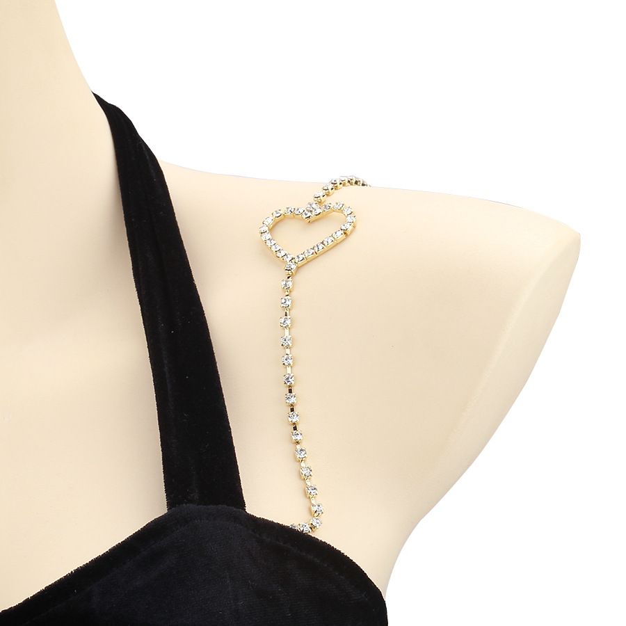 Catena a forma di cuore con farfalla alla moda a forma di stella a cinque punte, accessori per il corpo con strass, spalline_voghion.com