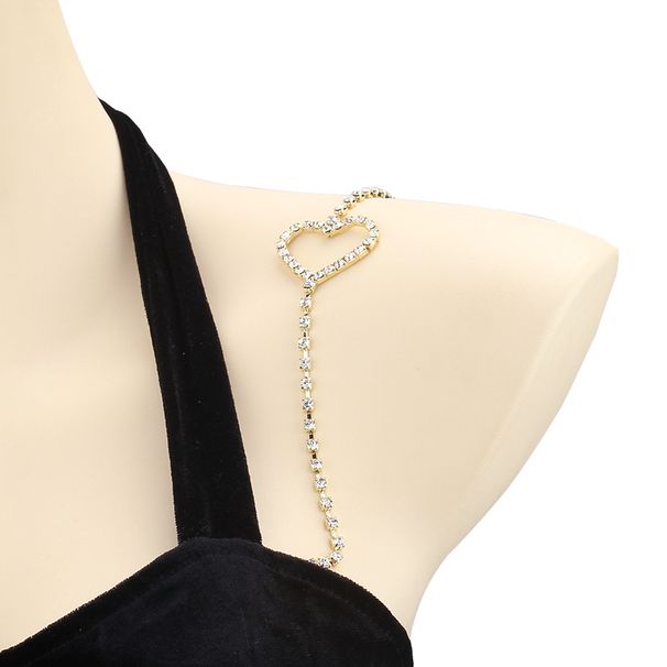 Catena a forma di cuore con farfalla alla moda a forma di stella a cinque punte, accessori per il corpo con strass, spalline_voghion.com