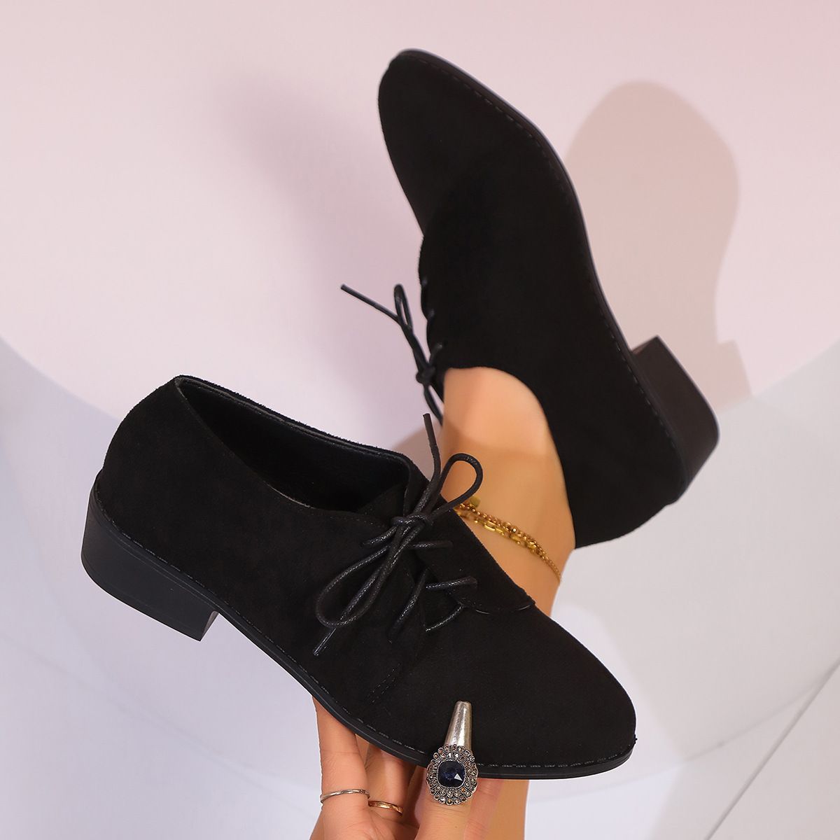 Scarpe da donna, grandi dimensioni, con zeppa, tacco a spillo, stampa leopardata, moda, scarpe singole retrò, stringate frontali, scarpe singole in morbida pelle, stivali corti versatili per donna_voghion.com