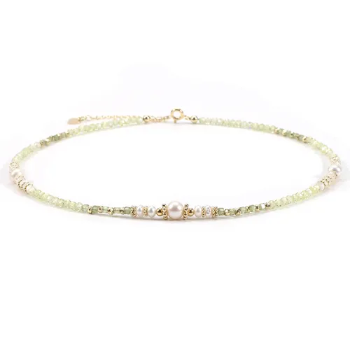 3cm Olive Crystal Cube Zircon Freshwater Pearl Shell Necklace Female Ins Simple_voghion.com