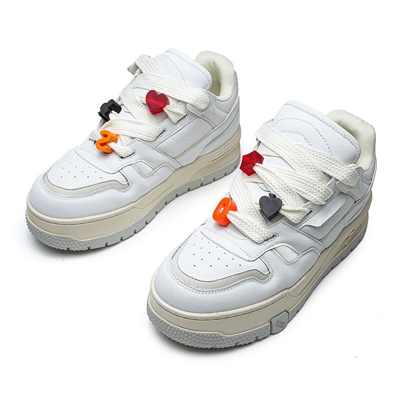 Casual little white shoes with thick bottom bread panda board shoes for lovers_voghion.com