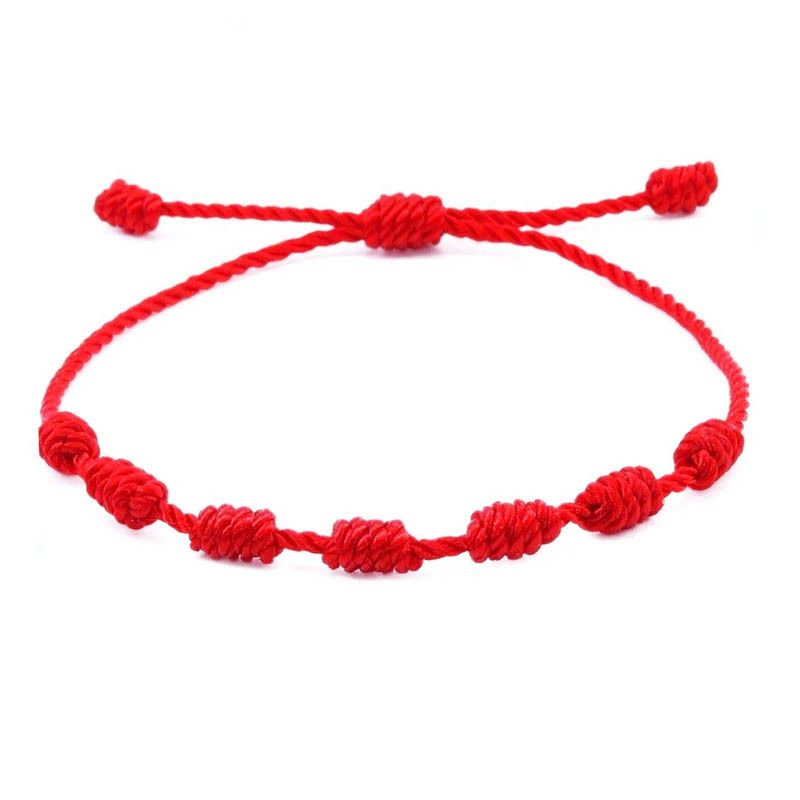 7 knot braided red rope bracelet female Evil hamsa palm eye evil devil's eye pendant bracelet_voghion.com