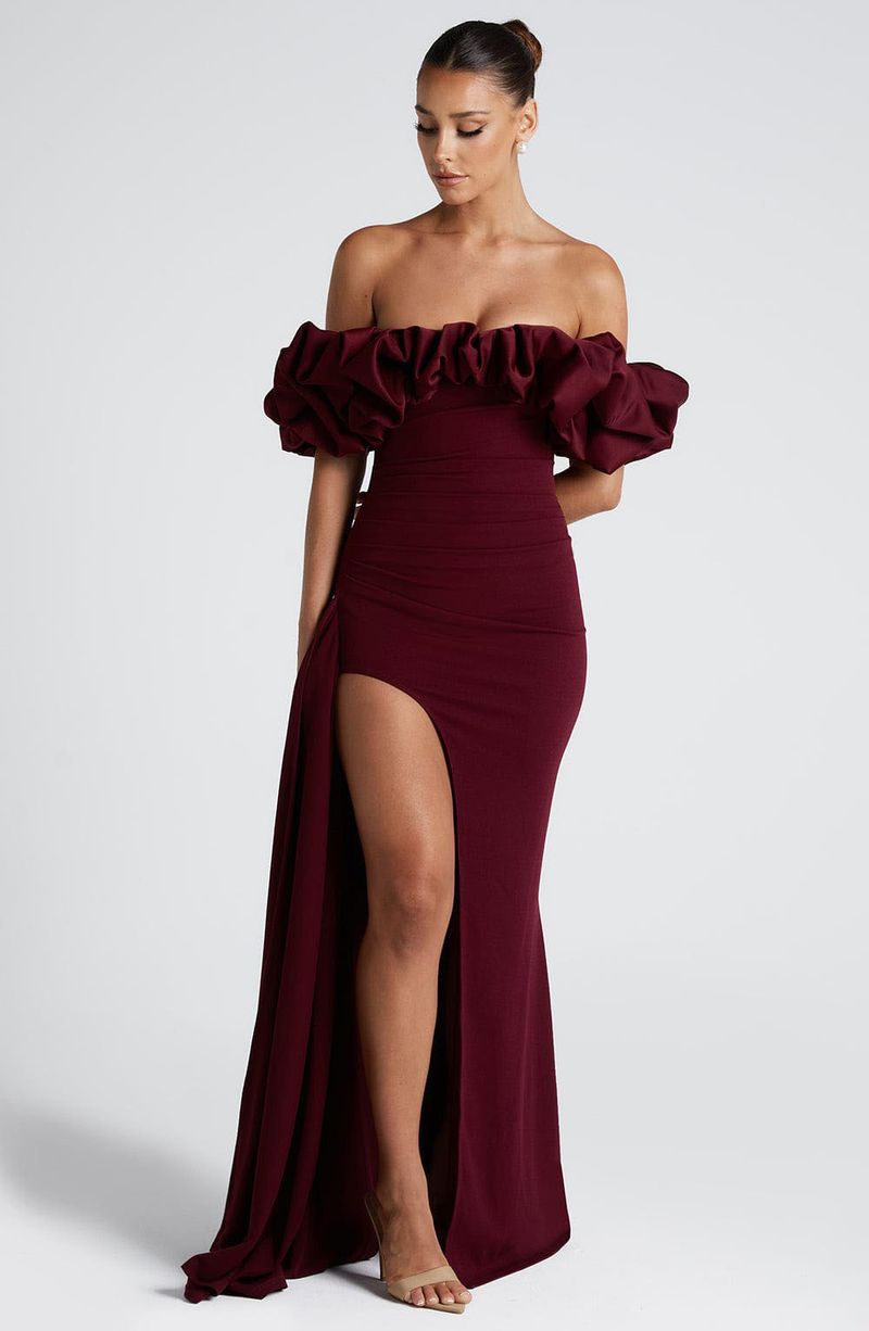 Robe longue asymétrique fendue à la taille et en queue de poisson pour femme, tenue de banquet de célébrités, style princesse sincère_voghion.com