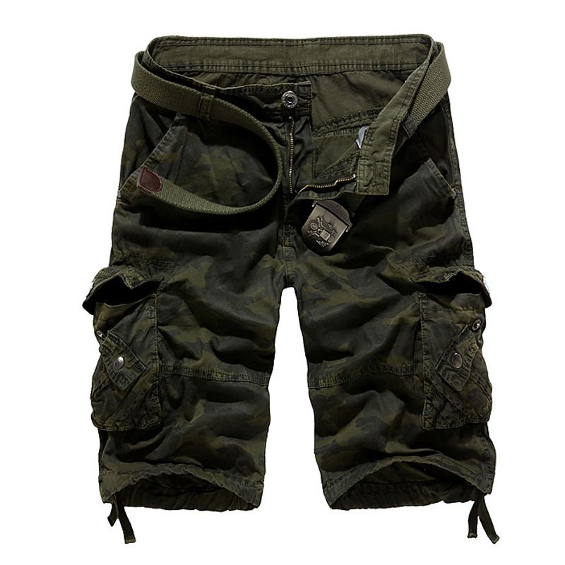 Miesten vaatteet Laukku camo plus-kokoiset cargo-shortsit Monitaskuiset viiden pisteen keskipitkät cargo-housut_voghion.com