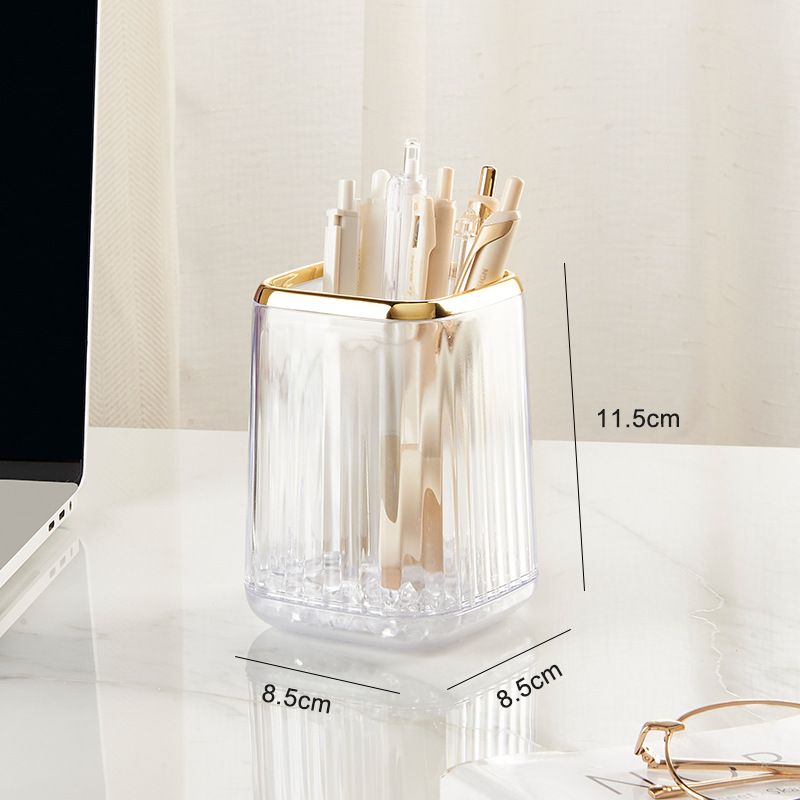 Držák na pero, průhledný plastový stůl, úložný box na rtěnku, kbelík na štětce na make-up, úložný box na stůl_voghion.com